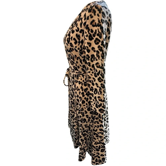 NWT Banana Republic Wrinkle Resistant Animal/Cheetah Print Wrap Dress SP - Picture 6 of 13